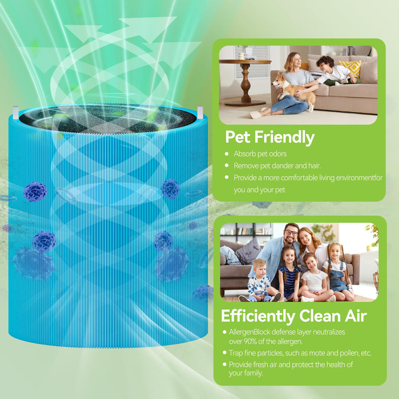 Blue Pure 311i Max AllergenBlock Replacement Filter Compatible with Blue Pure 311i Max Air Purifier, 2-in-1 H13 True HEPA and Activated Carbon Filter 311i Max 2-Pack