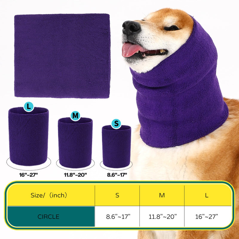 Dog Calming Hoodie Quiet Head Cover Sleeves Double Layer Thickened Dog Ear Muffs Noise Protection,Dog Hematoma Ear Wrap, Dog Headband for Anxiety Relief for Bath, Thunderstorms Small Purple