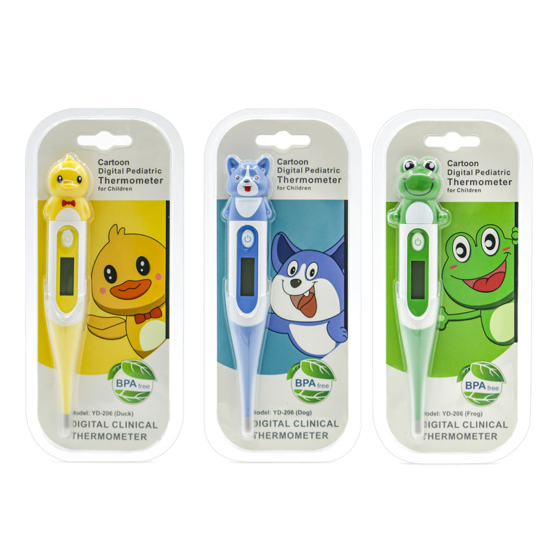 Digital Thermometer for Adults & Kids, Cartoon Design Oral Thermometer for Babies, Accurate Body Temperature Reading in 60 Seconds,with Fever Alert Sound Feature - 3 Pack