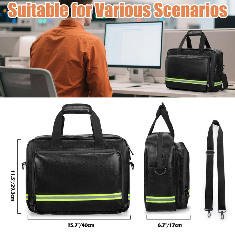 Fireproof Document Bag with Accordion File Organizer, Fireproof Document Safe Storage, Fits up to 15.6" Laptop, Suitable for Legal Files and Valuables, Black