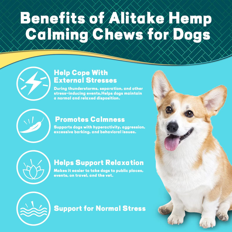 Hemp Calming Chews for Dogs - Dog Calming Treats Anxiety Relief 100% Golden Ratio of Natural Ingredients Calming Dog Treats, Aid with Separation, Barking, Stress Relief, Thunderstorms (Duck) Duck