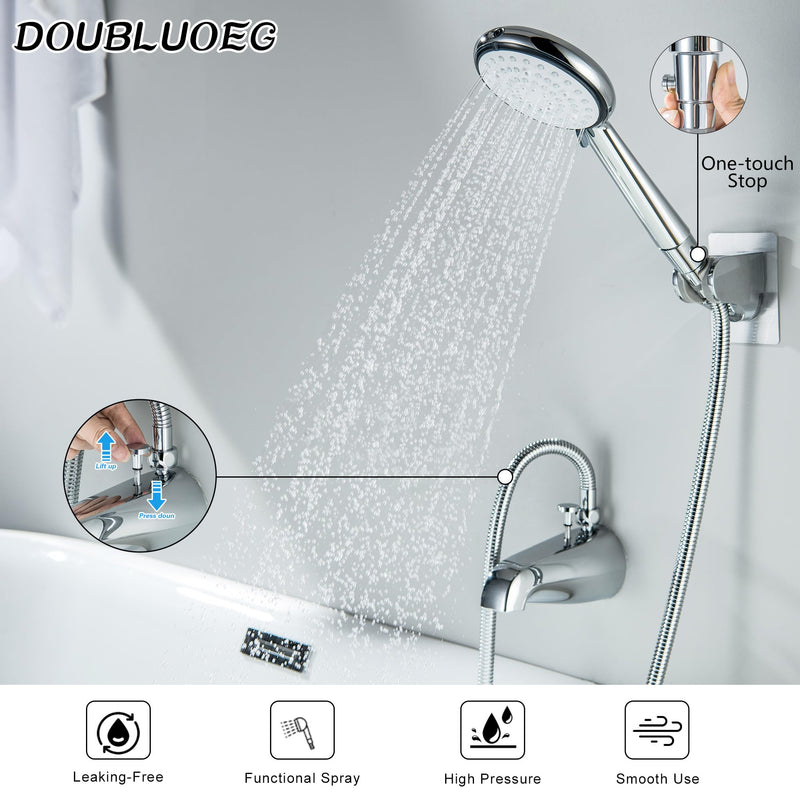 Tub Spout with Diverter, 6 Settings Handheld Shower, Bathtub Faucet with Sprayer, Chrome