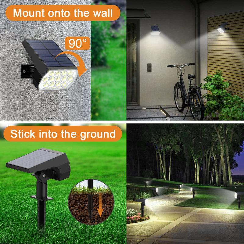 WELALO Solar Spot Lights Outdoor, [6 Pack/65 LED/3 Modes] Solar Landscape Spotlights, Solar Powered Christmas Halloween Lights, IP68 Waterproof Wall Lights for Walkway Yard Garden Driveway(Cool White) 6 Pack Cool White