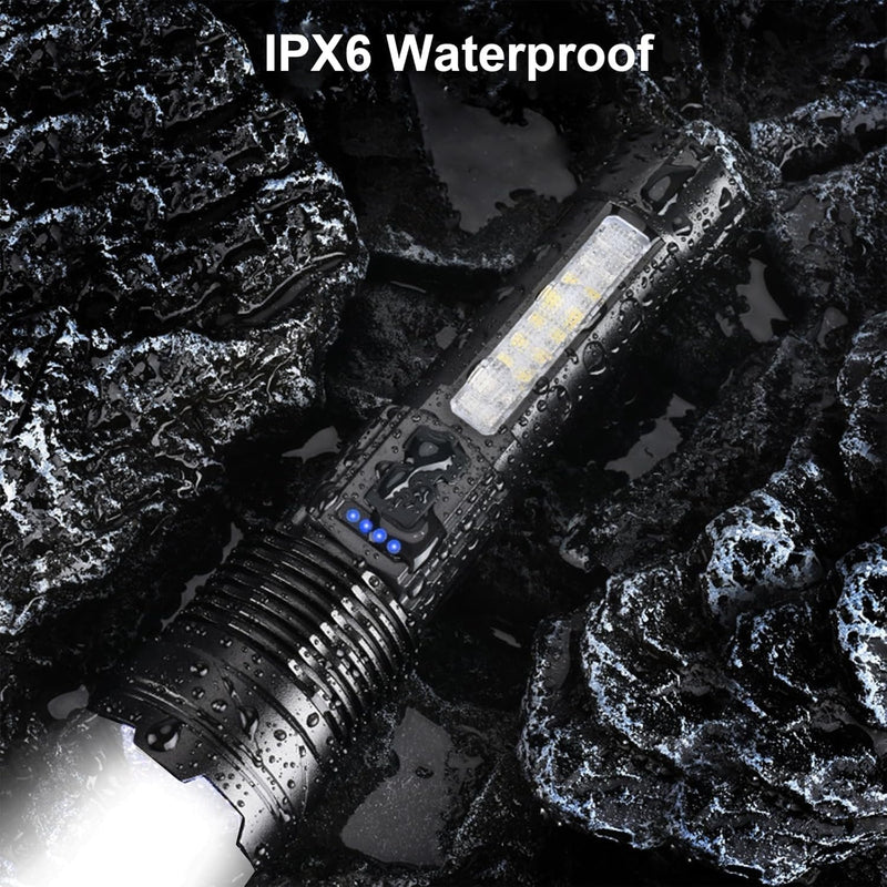 Rechargeable Flashlights High Lumens 2 Packs, 980,000L Tactical Led Flash Light High Powered, Super Bright Zoomable flashlight with 7 Modes, Cob Side Light, Adjustable Flash lights for Home Emergency Large