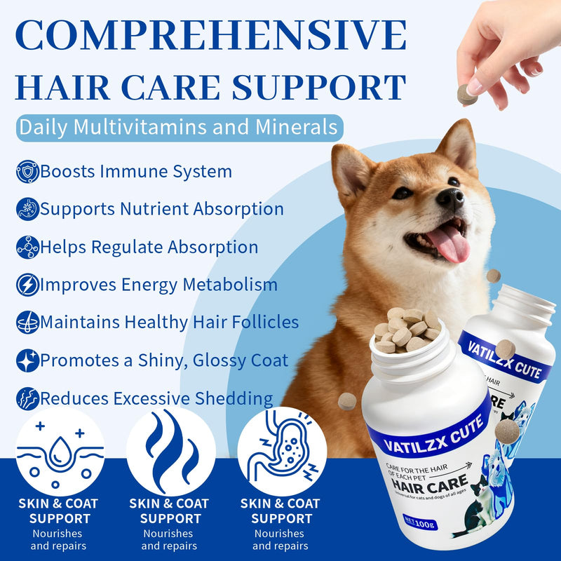 Dog Multivitamin for Reduced Shedding, 200 Ct Chewable Dog Supplements and Vitamins with 250mg Omega-3s, Probiotics & Minerals for Shiny Coat & Immune Support, Nutrient Absorption Enhancer