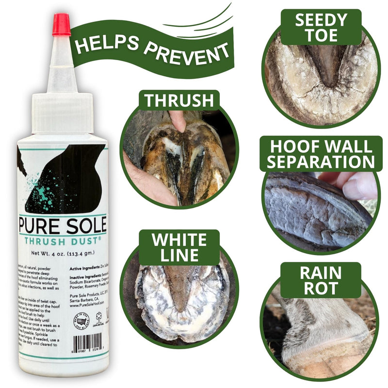 Pure Sole Severe Thrush Treatment for Horses - Hoof Cleanse (16 oz.) and Thrush Dust (4 oz.) Bundle