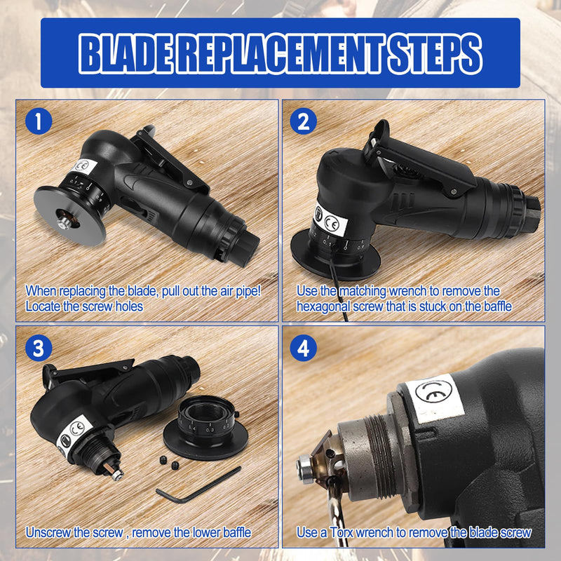 Mini Chamfering Machine, Handheld Air Beveling Machine Pneumatic Tool Air Beveling Edge Beveler for Metal Trimming Arc Corner Deburring Linear Beveling Trimming (Black,6*R+ 6*C blade+4*bearing) Black,6*R+ 6*C blade+4*bearing