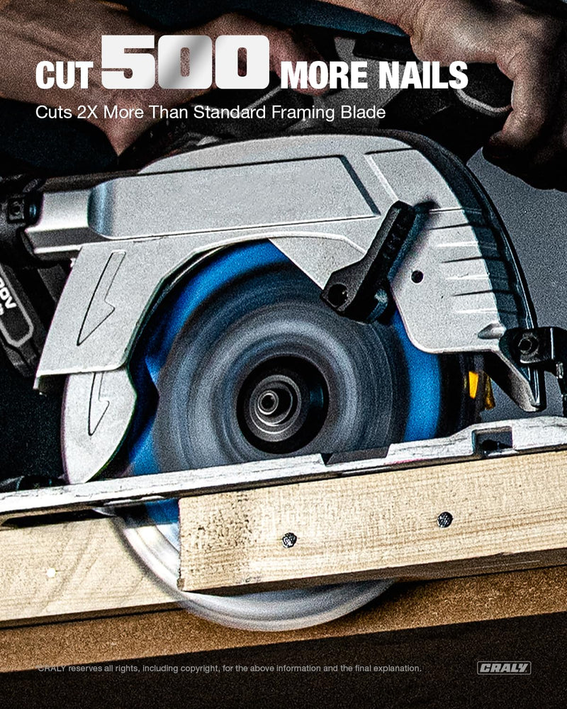 CRALY 6-1/2 Inch 24 Teeth Wood Cutting Framing Circular Saw Blade, 5/8 Inch Arbor, Carbide Tipped, Thin Kerf, Black Ice Coating, for Plywood, MDF, OSB, Laminated(C0624FR) 6-1/2'', 5/8'' arbor, 24T