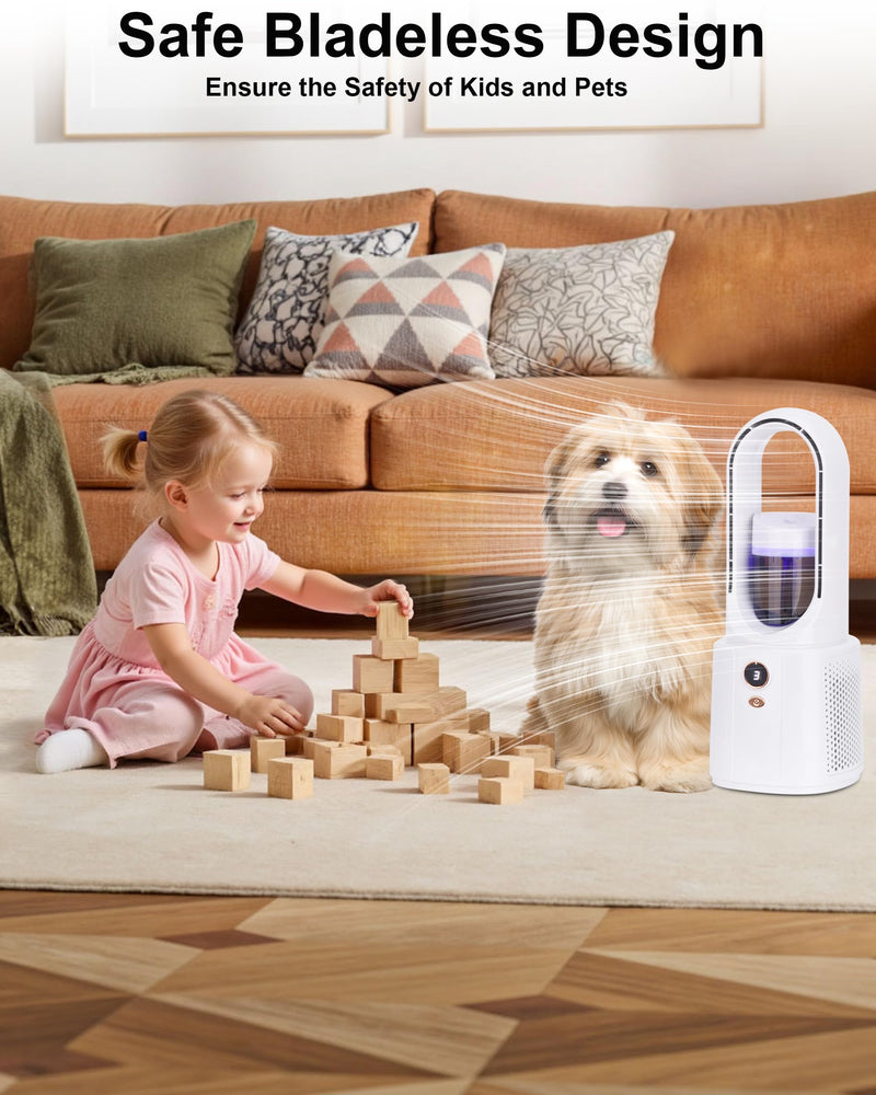 Bladeless Desk Fan with Cooling Mist Humidifier