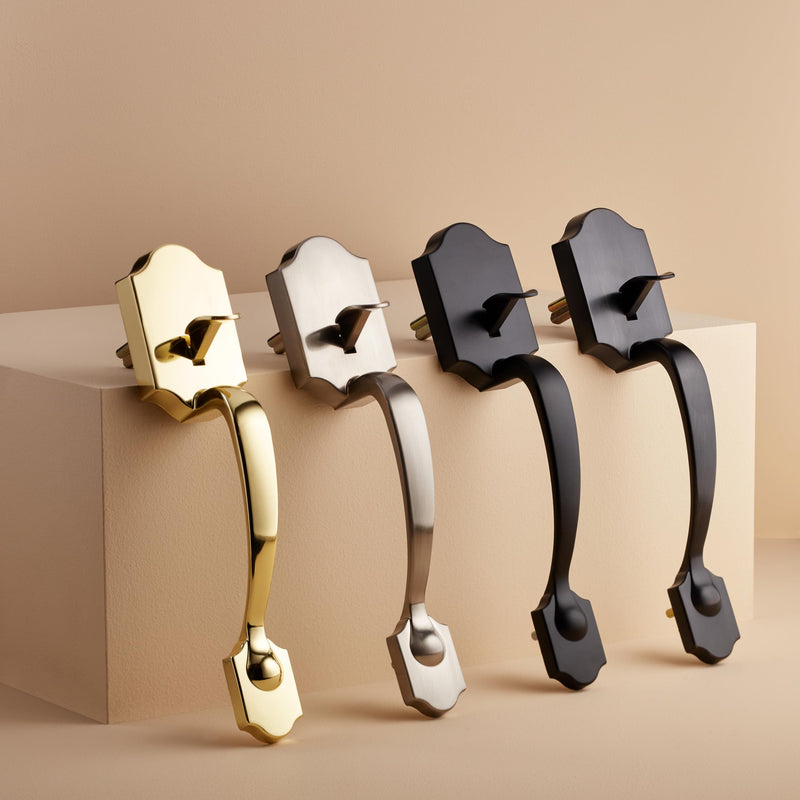 Amazon Basics Front Door Lock Set, Handleset with Tulip Knob, Level Door Handle, Exterior, Single Cylinder,Matte Black, 1-Pack Matte Black 1 Pack