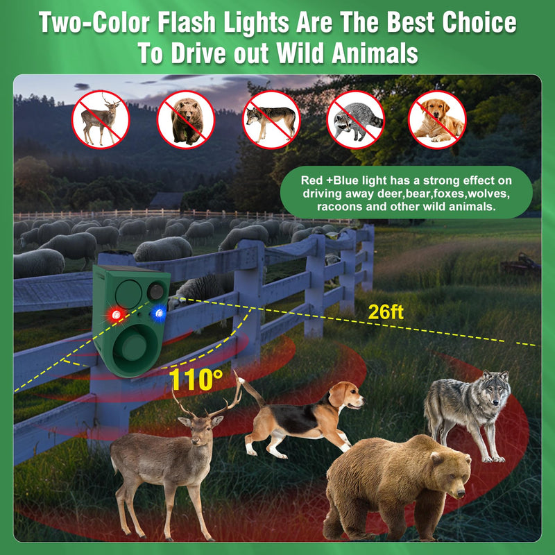 ChunHee Solar Outdoor Motion Sensor Alarm with Dog Barking Alarm Sound, Support Recording and Adjustable Volume, 129db Loud Noise Maker 4 Work Modes Strobe Light for Home, Villa, Farm, Barn (1pack) 1PC