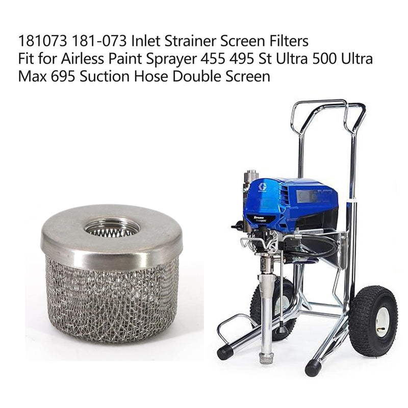 (2pcs) 181073 181-073 Inlet Strainer Screen Filters with 1/2" NPT Thread Stainless Steel for Airless Paint Sprayer 455 495 St Ultra 500 Ultra Max 695 Suction Hose Double Screen