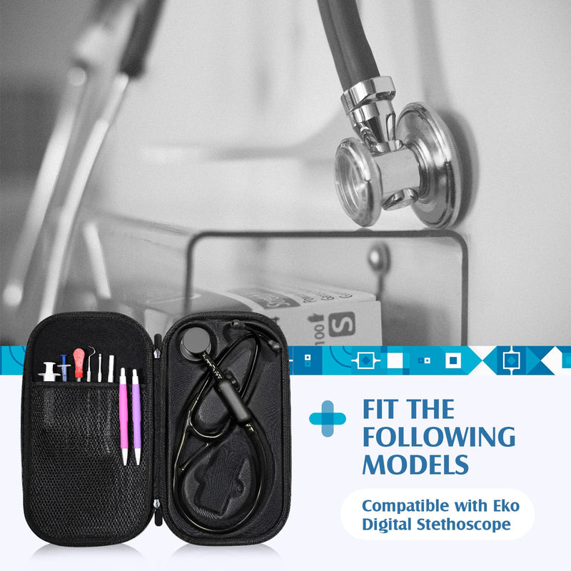 1 Pack Digital Stethoscope Case, 13.19 x 7.48 x 1.77 Inches Large Carrying Case Compatible with Digital or Cardiology Stethoscope, Black