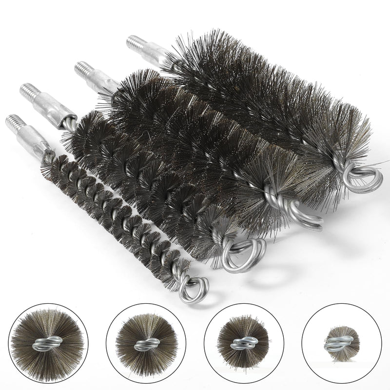 50in Pipe Cleaning Brush Set with Stainless Steel Bristles, Wire Brushs with 4pcs Galvanized Rod, Stainless Steel Pipe Brushs 4pcs for Auto Parts,Bottles,Tubes (3/5,1,1 3/5,2 in Brush Heads
