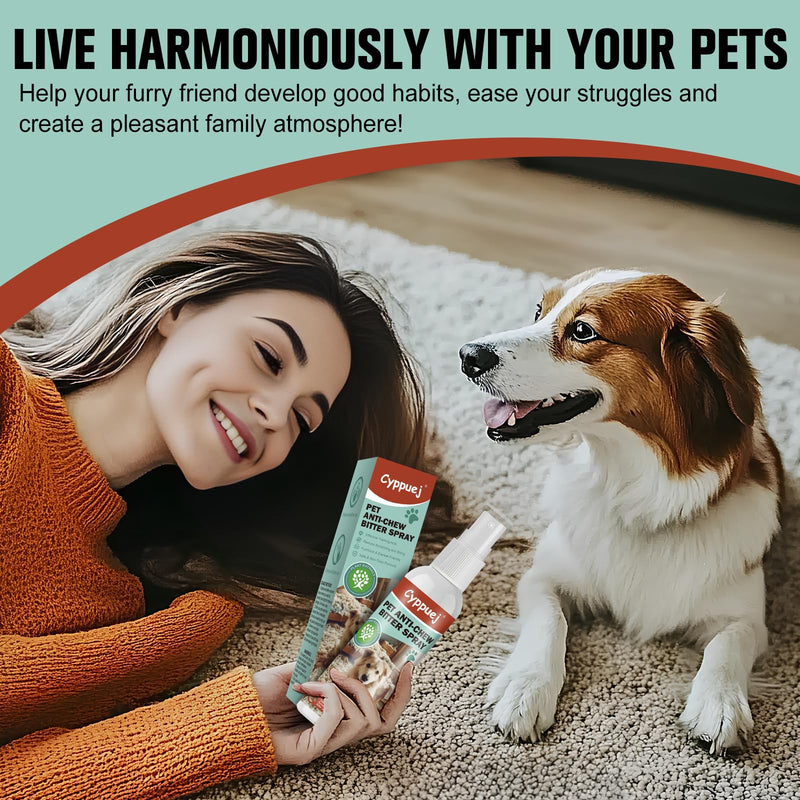 No Chew Spray for Dogs Cats,Bitter Apple Spray for Puppy to Protect Furniture Shoes Belongings, Natural Dog Anti Bite Training Aid Stops Chewing and Licking (2x4.06FL.OZ),Alcohol-Free 120ML of 2 BOTTLES
