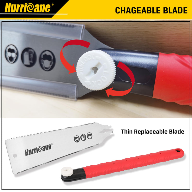 HURRICANE Japanese Pull Saw, 10" Hand Saw for Wood Cutting, Woodworking Tools, Double Sided Pull Saw, SK5 Flexible Blade, 6-10/18 TPI, Flush Cut Saw Wood Cutter Hardwoods/Softwoods, Non-slip Handle 10 inch (250mm)