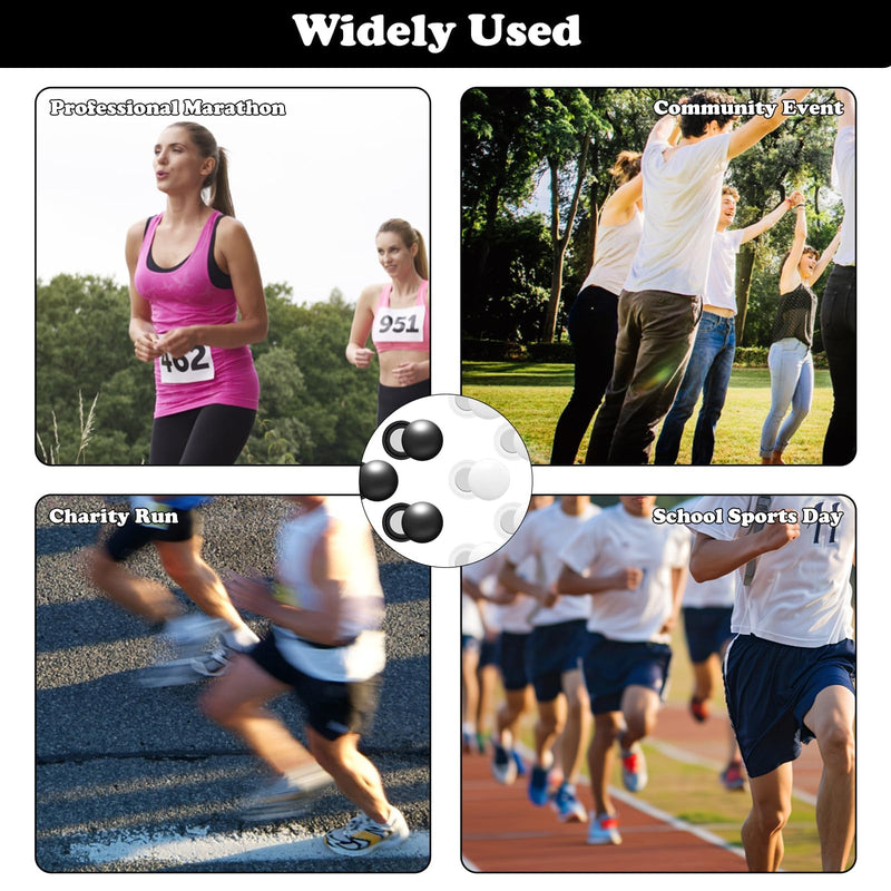 10Pcs Marathon Running Bib Clips Magnets for Runners Race Number Bib Clips Buckles Fixing Fastener, Running Accessories White Black Replacement for pins for Triathlon Cycling Field Competition Supplie