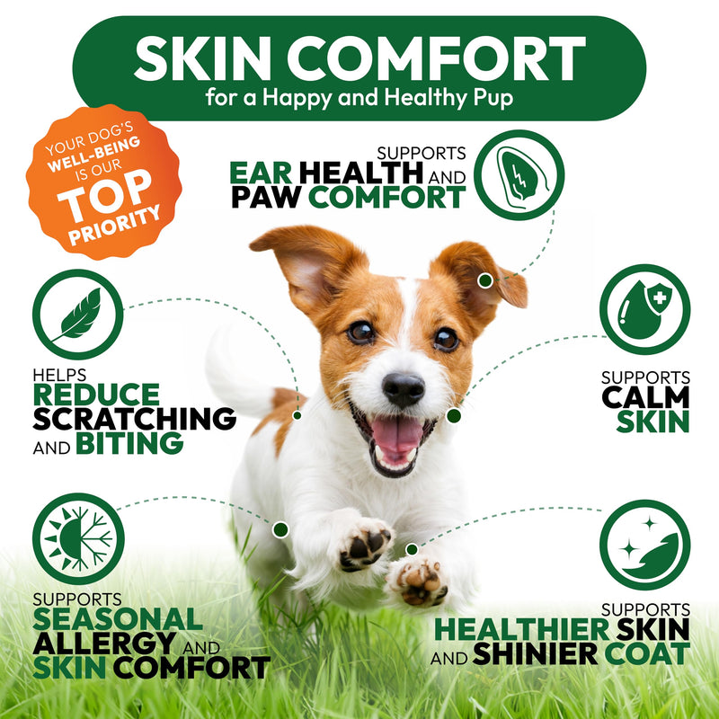 Dog Allergy Relief Chews - 170 Dog Allergy Chews - Itch Relief for Dogs - Omega 3 Fish Oil, Probiotics For Itchy Skin & Hot Spots Allergies, Paw Licking, Dry Skin & Coat Supplement - Beef Liver Flavor 170 Chews Allergy Skin & Coat Chews