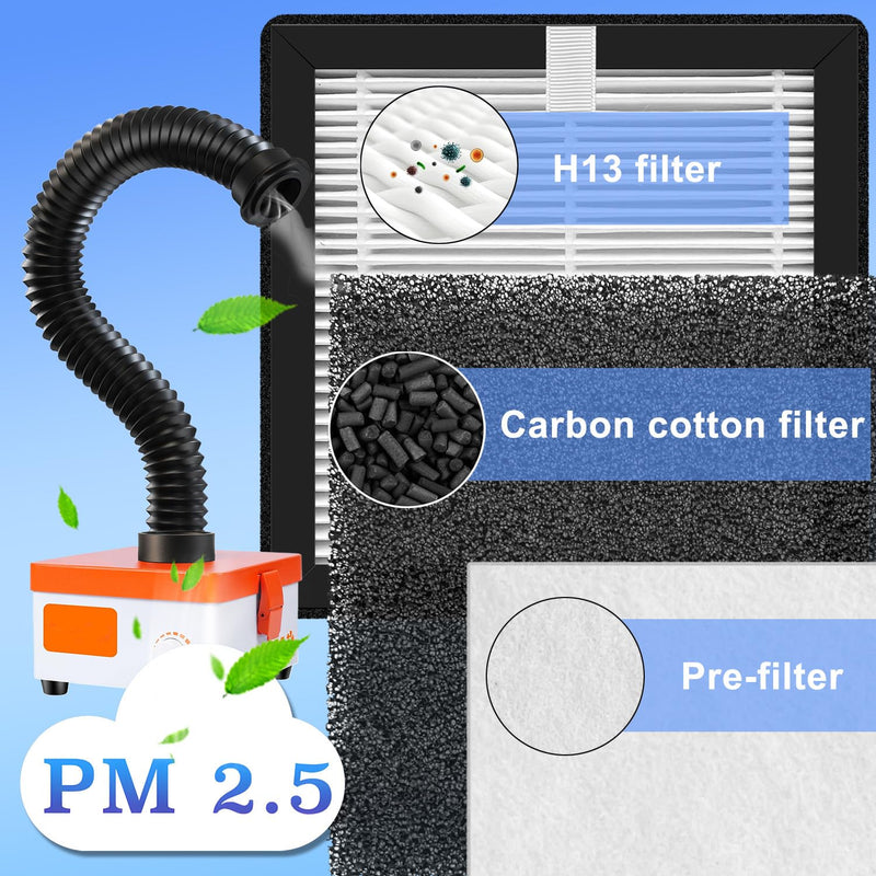 H13 Filter Compatible with KOONE & M-T Solder Fume Extractor,Smoke Purifier | (6”× 6”) Laser Engraving System Replacement Filter 3x Hepa, 6x Per Filter