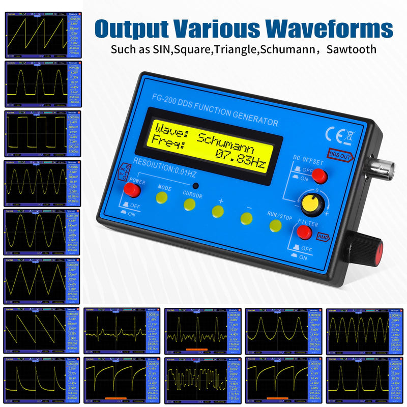 Mini DDS Signal Generator,1Hz-500kHz Multifunction Waveform Generator Signal Source with 7.83Hz Schumann Resonator, Ideal for Audio Testing, Oscilloscope Calibration, Tracking Down Circuit Faults 180MA