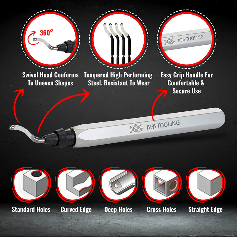 AFA Tooling - Deburring Tool Micro-Polished & Anodized Handle with 41 M2/M35 Cobalt HSS Blades, Deburring Tool 3D Printing, Reamer Tool for Metal, PVC, Copper Pipe, Plastic, Resin & 3D Printed Edges 41 Mixed Blades Kit