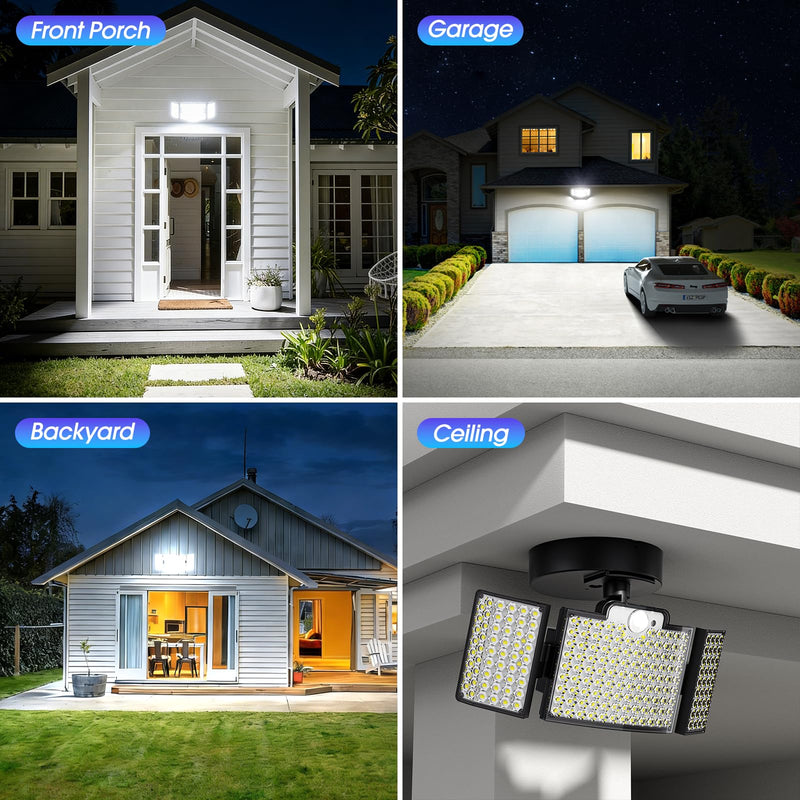 Motion Sensor Outdoor Light Hardwired, 45W 7500LM Security Flood Lights Motion Detector Dusk to Dawn Light, IP65 Waterproof, 220 LEDs Floodlight with Remote Control for Garage, Yard, Porch 1 Pack