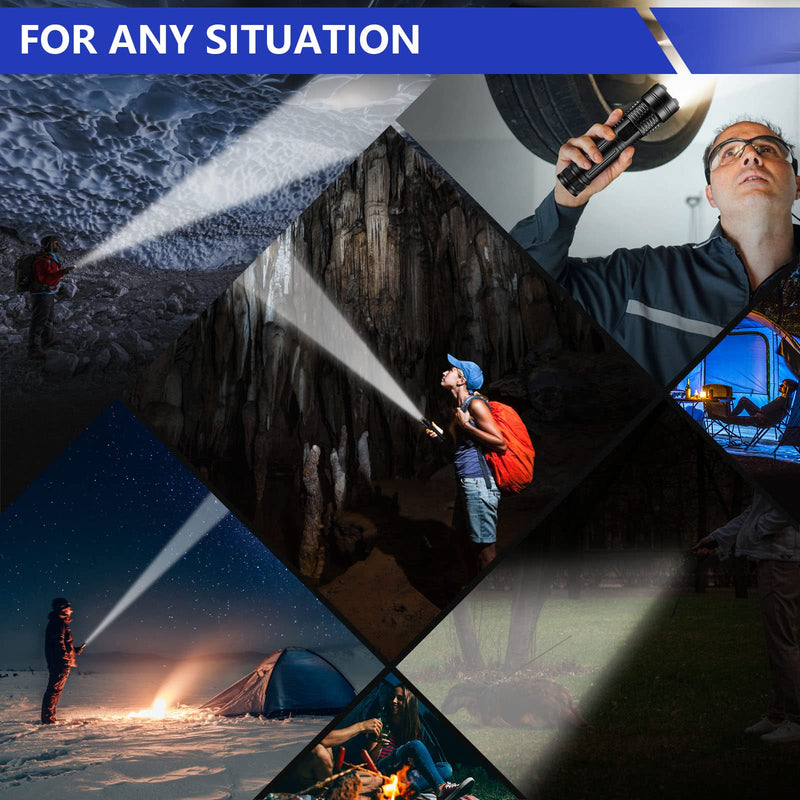 Esgofo Flashlights High Lumens 100000 Rechargeable, Super Bright Handheld LED Flash Light, Powerful Emergency Linternas, Waterproof, Long Lasting, for Hiking Camping Gift 20.0 Watt Hours