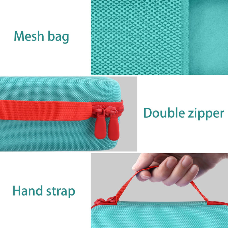 Case Compatible with 3Doodler Start+ Essentials/3Doodler Flow 3D Printing Pen,Storage Holder for 3D Pen PLA Filament and Charger (Green Case,Red Zipper)