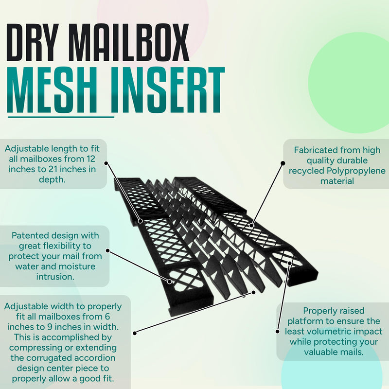 Dry Mailbox Plastic Mailbox Insert Mesh - Elevated Mailbox Tray to Keep Mails High - Expandable Heavy Duty Mailbox Accessories - Mailbox not Included