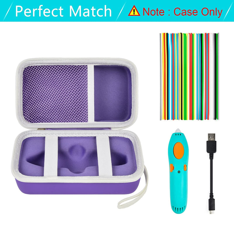 Case Compatible with 3Doodler Start+ Essentials (2022) for 3D Pen Set for Kids, Storage Organizer Holder for Printing Filament Refill and Micro-USB Charger (Box Only) Purple