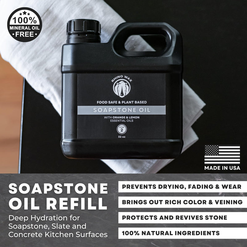 Rhino Wax Soapstone Oil Refill 32 oz for Slate & Concrete (NO Mineral Oil) 32 Fl Oz (Pack of 1)