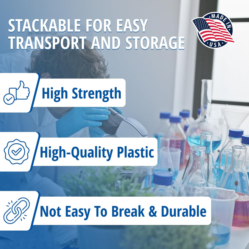 Plastic Beaker 250ml / 8.45 oz Set of 50 by Maryland Plastics – Clear Graduated Disposable Beakers with Pour Spout – Perfect for Resin Mixing, Science Labs, and Home Use