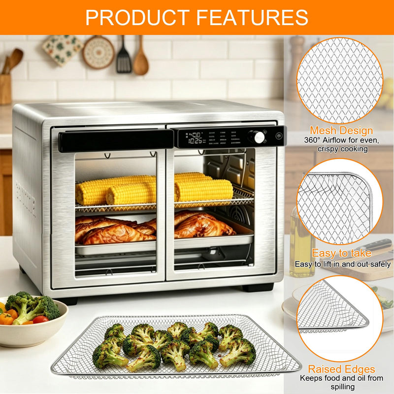 GCQ Toaster Oven Replacement Parts for Gourmia GTF3588, Toaster Oven Air Fryer Basket Accessories 12 Cooking Presets French Door Air Fryer Oven 37QT,Dishwasher Safe 14.4" x 12"x 0.8" Basket