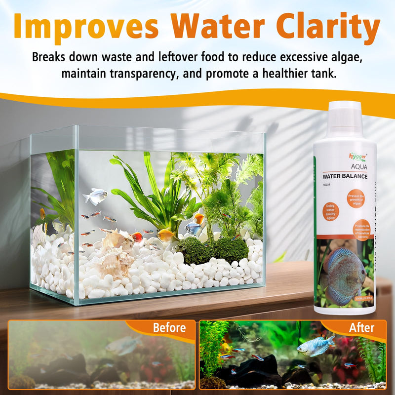 hygger Aqua Water Balance for Freshwater Saltwater, Aquarium Fish Tank Plant Coral Stabilizes Water Quality with Essential Vitamins Amino Acids Electrolyte Water Conditioner, 500 ML