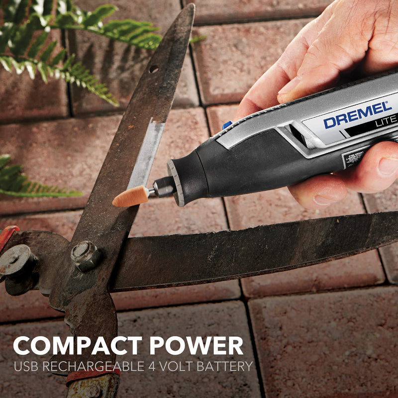 Dremel Lite 7760 N/10 4V Li-Ion Cordless Rotary Tool, Variable Speed Multi-Purpose Kit, USB Charging, Easy Accessory Changes - Perfect For Light-Duty DIY & Crafting, Sanding, Engraving and Polishing Rotary Tool 7760-N/10 Original Kit