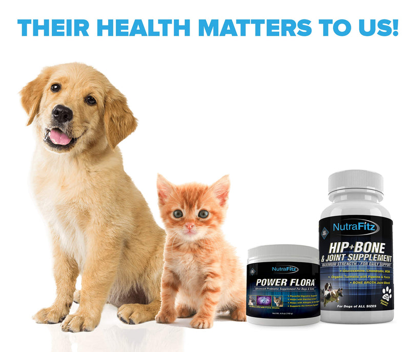 Power Flora - Probiotics for Dogs and Cats with 9 Live Strains - Dog Probiotics Improves Dog Breath, UTI, Diarrhea, Constipation, Skin Allergy, Hot Spots - Odorless Powder - 350 Billion CFU/jar