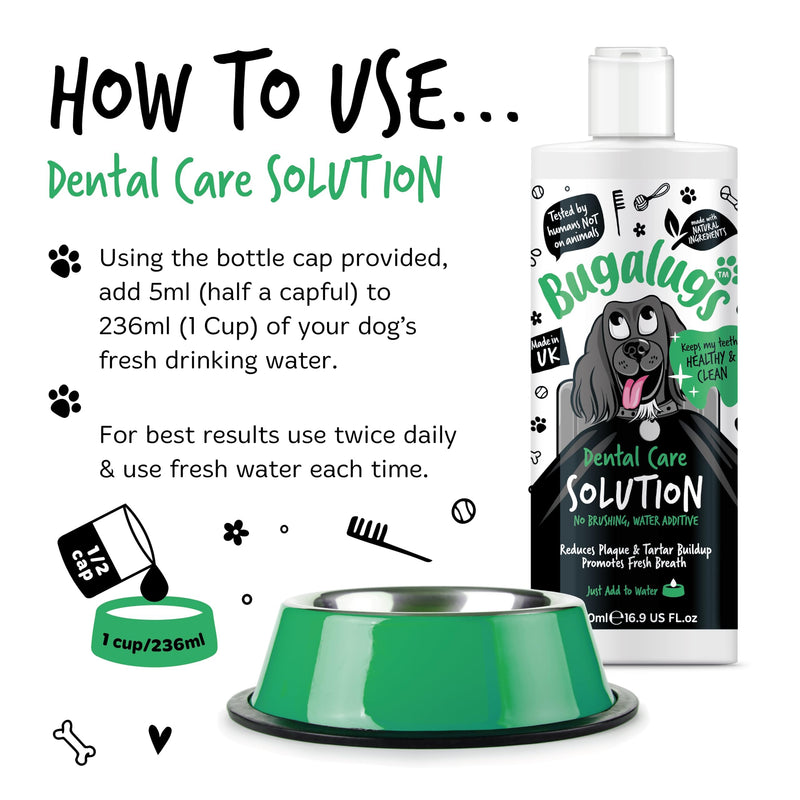 BUGALUGS Dog Breath Freshener Dental Care Water Additive. Clean Teeth, Healthy Gums & Fresh Breath - Natural Dog Plaque Remover & Tartar Remover for Teeth. No Brushing Needed (16.9 Oz Water Additive) 16.9 Oz Water Additive