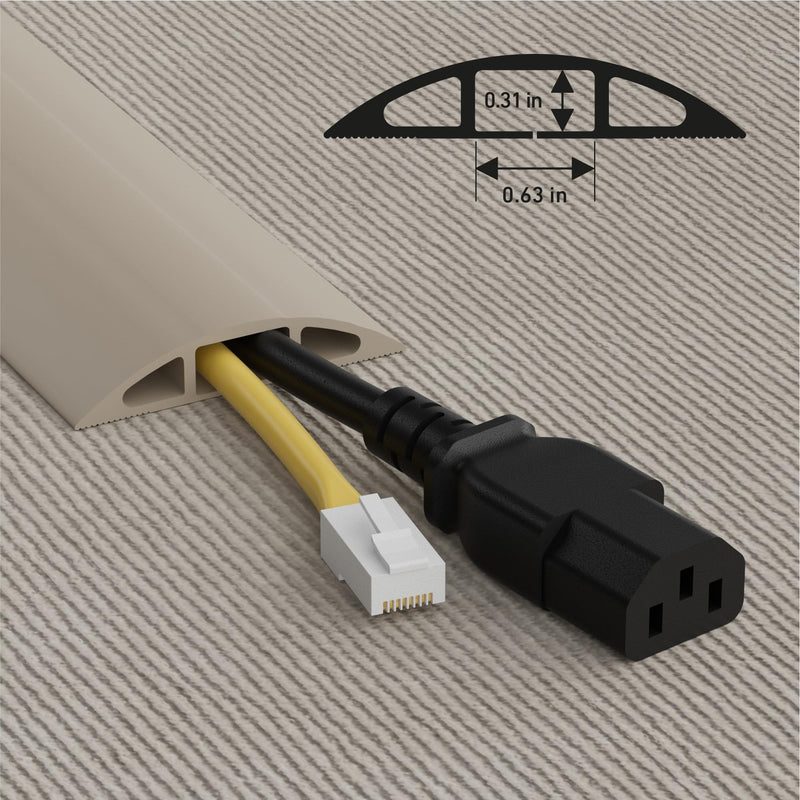 D-Line 6ft Floor Cord Cover, Cable Protector, Hide Extension Cords, Protect Cords, Prevent Cable Trips, Heavy Duty Cord Hider - Cable Cavity = 0.63" (W) x 0.31" (H) - Beige 6 Feet