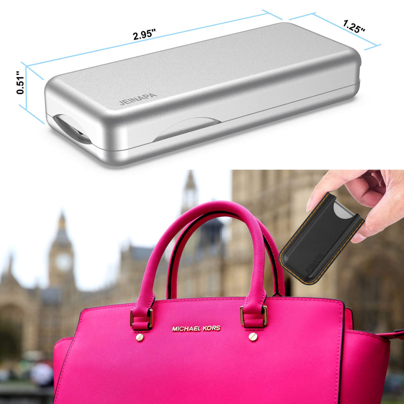 Aluminum Pill Splitter Cutter with Auto Centering Device, 316L Stainless Blade, Genuine Leather Case, Professional Pill Splitter for Cutting Small or Large Pills (Silver) Silver