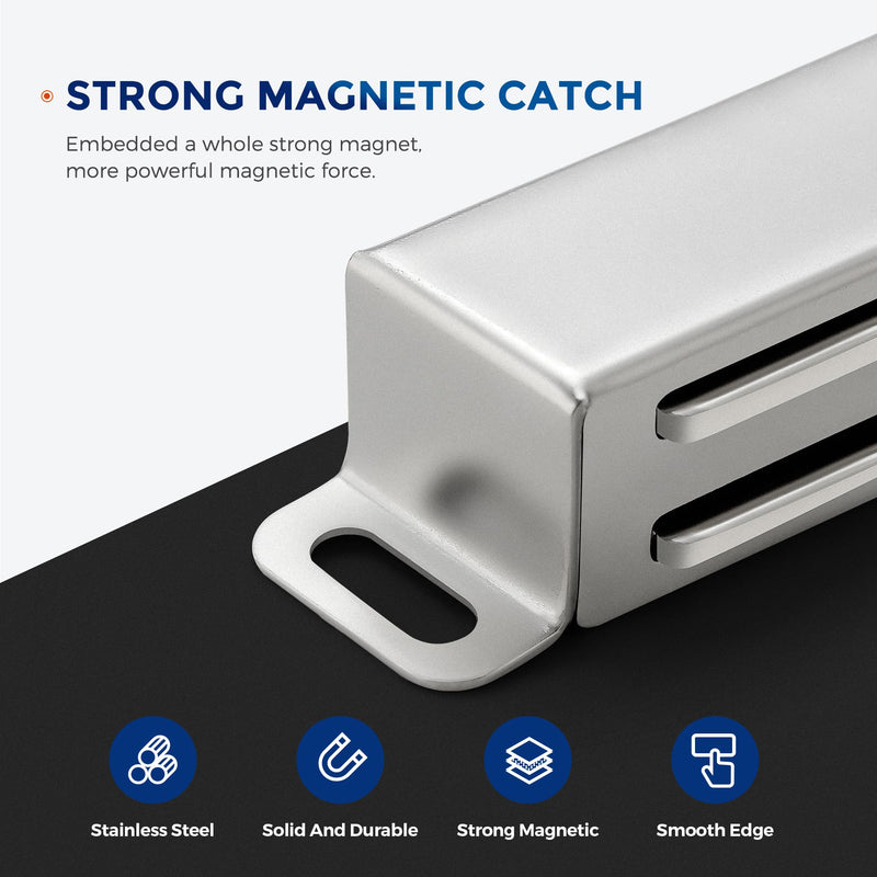 Ravinte Cabinet Door Magnets, 90lbs Strong Magnetic Door Catch, Heavy Duty Magnet Latch, Closet Door Magnetic Catch, Concealed Magnets for Cabinet Doors Cupboard Drawer Wardrobe Closet, 2 Pack Silver X-Large-90 lbs