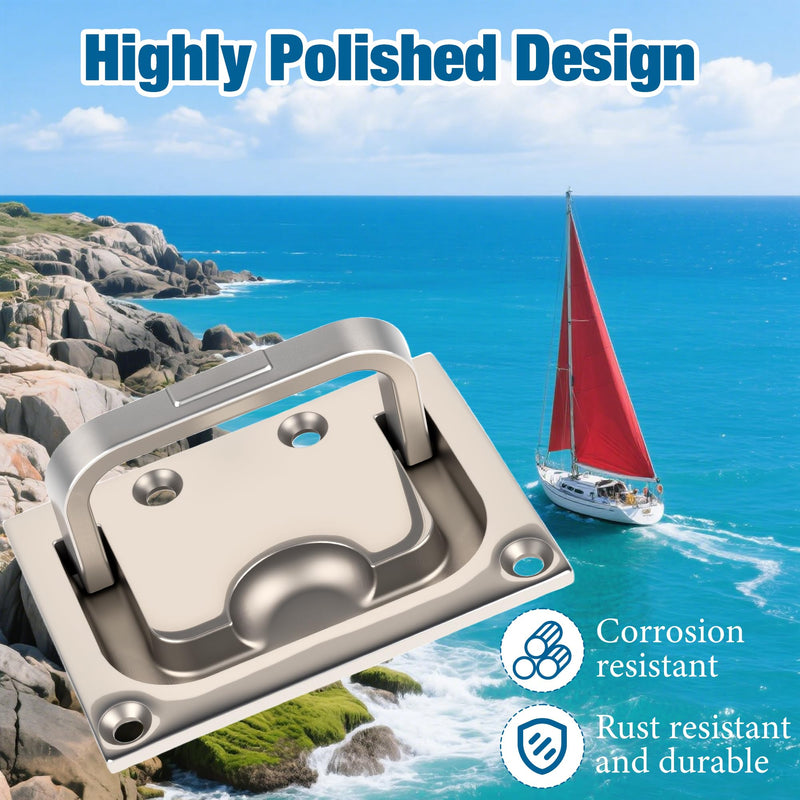 Starry 4pc Boat Hatch Handle 316 Stainless Steel Hatch Pull Flush Lift Boat Ring Hatches Pull Handle Recessed Door Pull with Mount Screws for Deck Drawer(4 Pack) 4