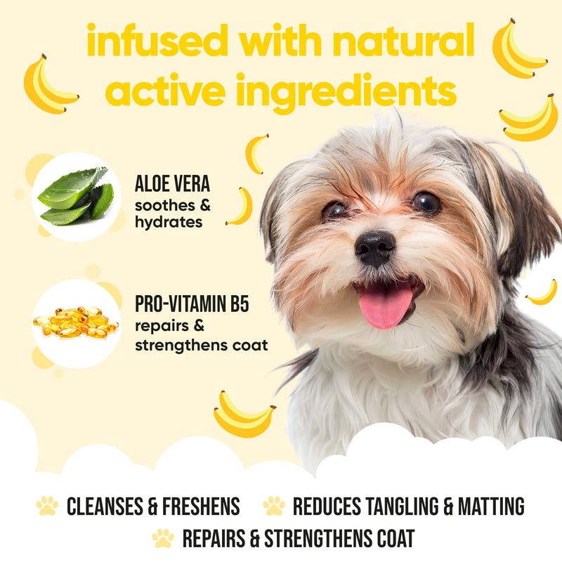 Banana Dog Shampoo by Buddycare | Deep Cleansing Shampoo for Dogs | Banana Scented | with Aloe Vera and Pro Vitamin B5 (33.8oz) 33.8oz - PawsPlanet Australia