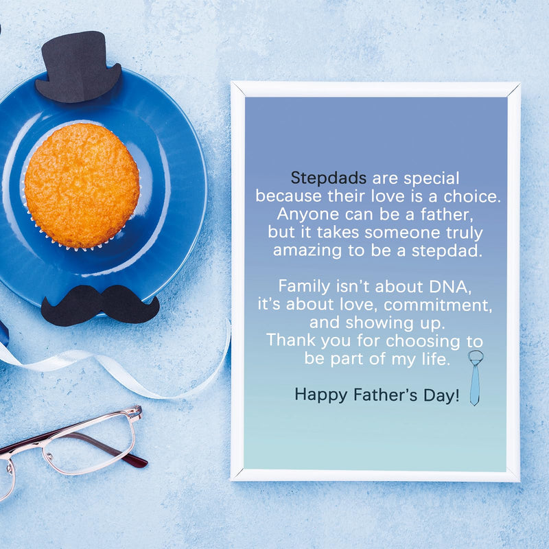Happy Fathers Day Card for Step Dad, Bonus Dad Father's Day Gifts, Thoughtful Step Fathers Gifts Ideas from Step Daughter Son Kids CD-044