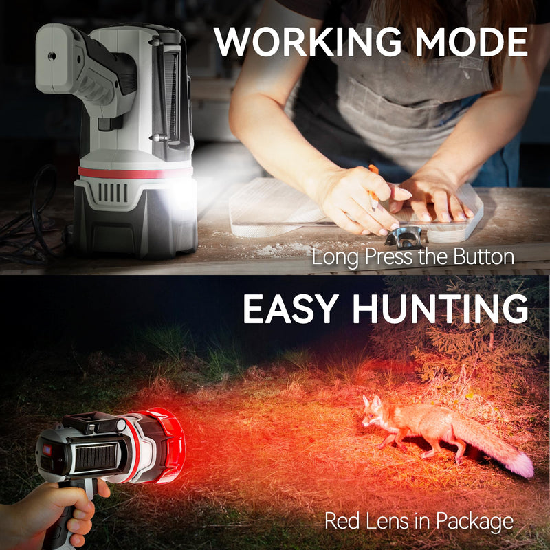 Rechargeable Spotlight Flashlight, Super Bright 3 LED 2000000 Lumen Long Lasting Handheld Spot Light Spotlight for Hunting Boating Camping Black