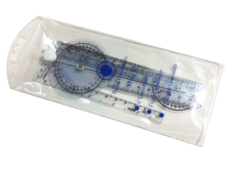 EMI Pocket 3 Piece Goniometer Set: Finger Goniometer, 6" Goniometer, 180 Degree 6" Goniometer EGM-430