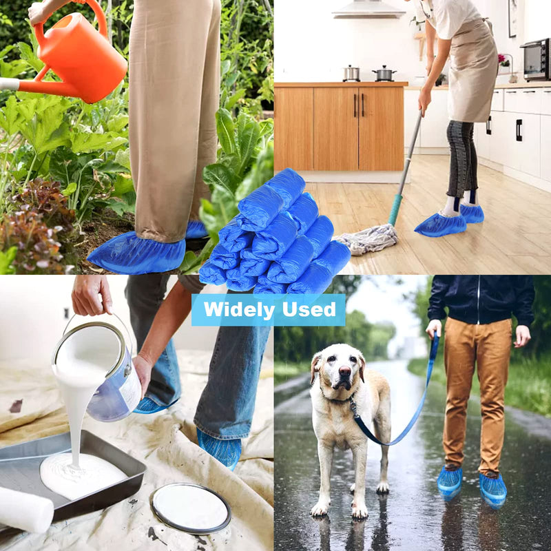 200Pcs/100Pairs Waterproof Shoe Covers Disposable Non Slip, Disposable Shoe Covers for Indoors, Premium Shoes Protectors Boot Covers, CPE Plastic Shoe Booties for Shoes Covers, Fit All Men&Women DHOOZ