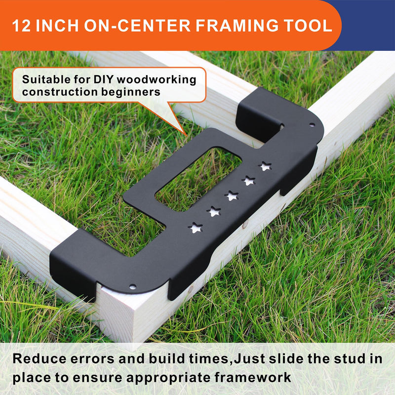 Framing Tools, 12 Inch Stud Layout Tool, Stud Framing Tool, 100% Stud Framing Spacing Tool, Precision Stud Layout Tool for home DIY projects, Frame Wall Precision Measurement Jig Tool 12Inch