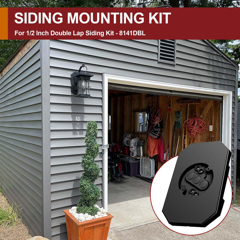 2 Pack Siding Mounting Block for Light, Lamp Repair Kit with Built-in Electrical Box - Fits 1/2" Lap/Double 4" Vertical, Vinyl Siding Hooks for Hanging Outdoor Lamp, Black 1/2 Inch Lap Siding Black-2 Pack 2