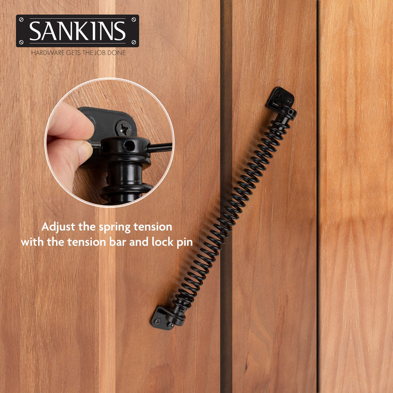 11-1/2" Gate Spring Self Closing Heavy Duty Outdoor Door Spring Automatic Metal Gate Closure Hardware with Adjustable Tool for Wooden and Vinyl Fence, Black 1