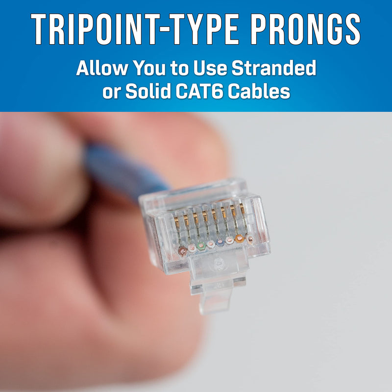 Jonard Tools RJ45-6100 CAT6A RJ45 Pass-Through Connectors for Network Cables (Pack of 100) 100 Pack Connectors: CAT6/CAT6a